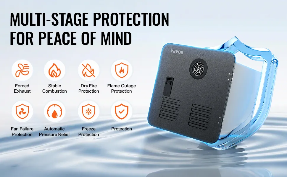 VEVOR RV Tankless Water Heater, Instant Shower with 15 x 15 inches Black Door and Remote Controller, 55000BTU Optimized Comfort Performance Hot Water, Ideal for RVers' Family Everyday Use