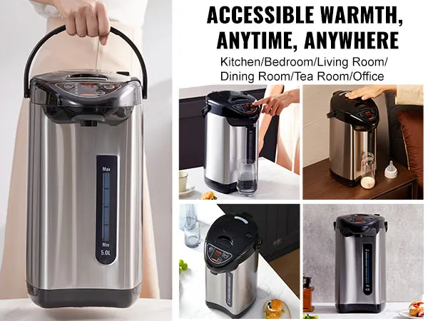 Dispensador de agua caliente VEVOR en varias configuraciones, que ofrece fácil acceso al agua caliente.