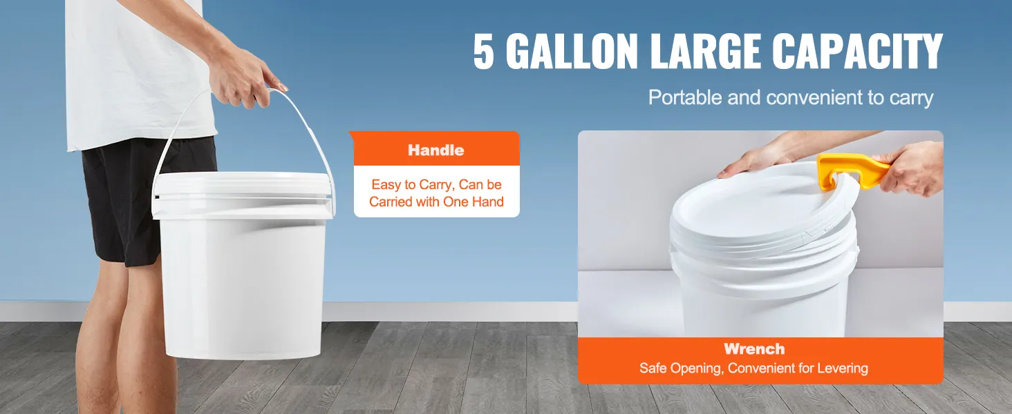 Balde de 5 galones con asa y llave para un uso fácil y seguro. Ideal para el kit de descarga de calentador de agua sin tanque VEVOR.