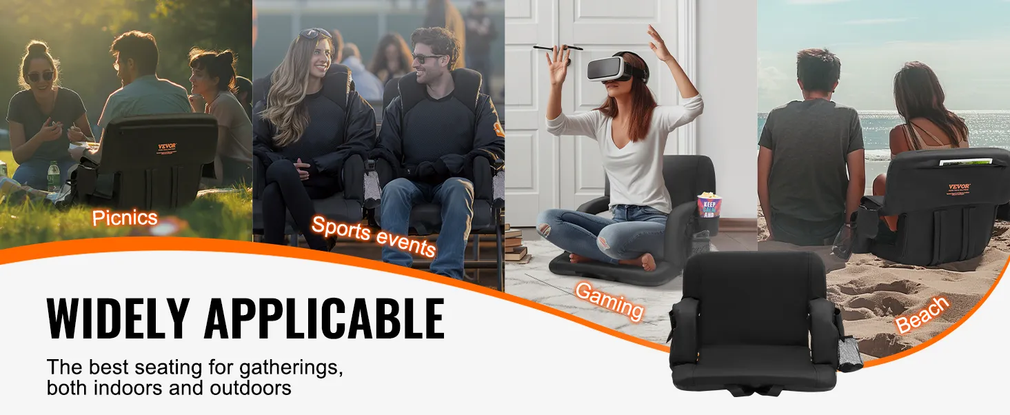 VEVOR heated stadium seat for picnics, sports events, gaming, and beach lounging. widely applicable.