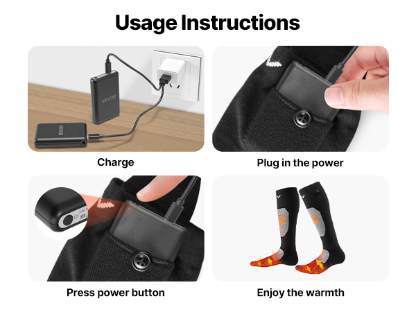 Chaussettes Chauffantes Rechargeables - 4 Niveaux De Chaleur (40°C à 70°C) | Batterie 5000 MAh | Pour Ski, Randonnée, Travail Extérieur - 3