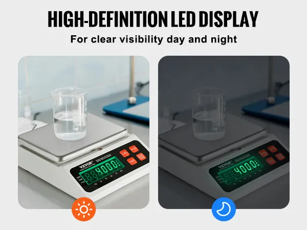 VEVOR industrial counting scale with high-definition led display for day and night visibility.