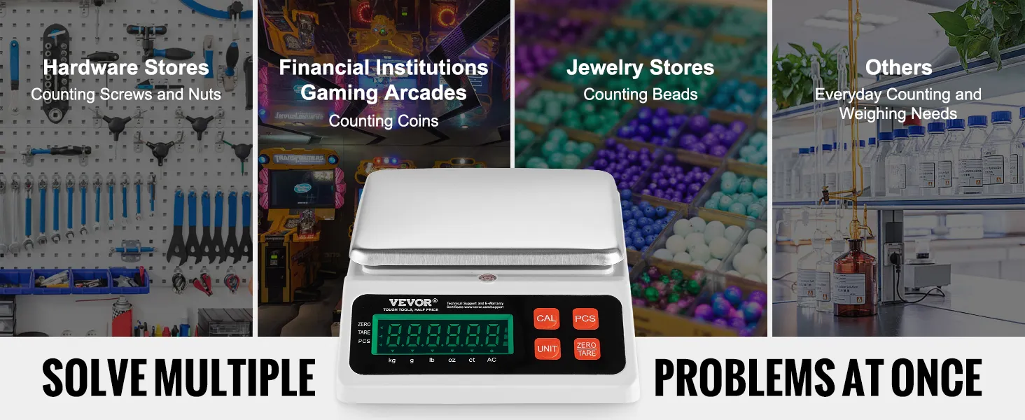 VEVOR industrial counting scale for hardware stores, financial institutions, jewelry stores, and others.
