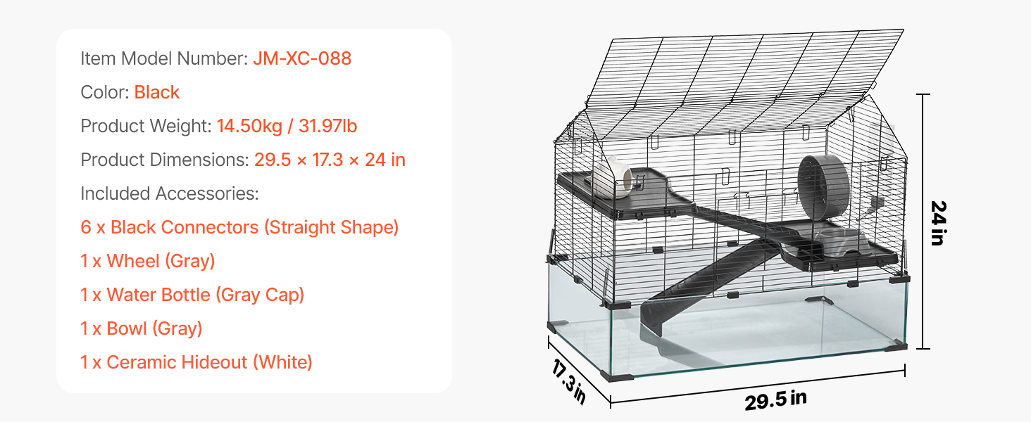 Wire Hamster Cage Habitat 29.5in Pet Rodent Gerbil Mice