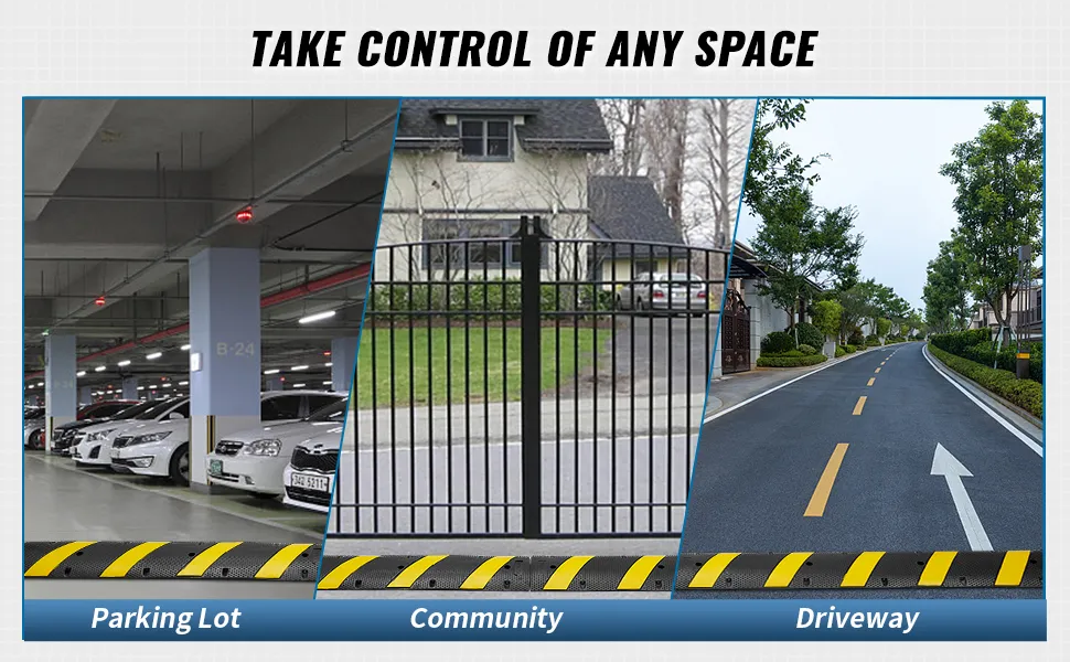Reductor de velocidad de caucho VEVOR para control de estacionamientos, comunidades y entradas de vehículos.