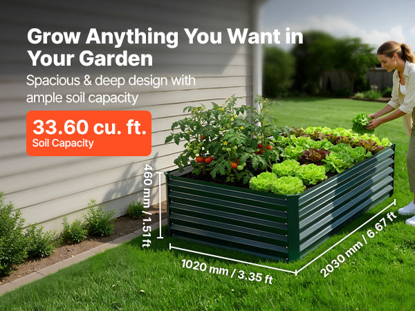 VEVOR Galvanized Metal Raised Garden Bed – 33.6CF, Alu-Zn