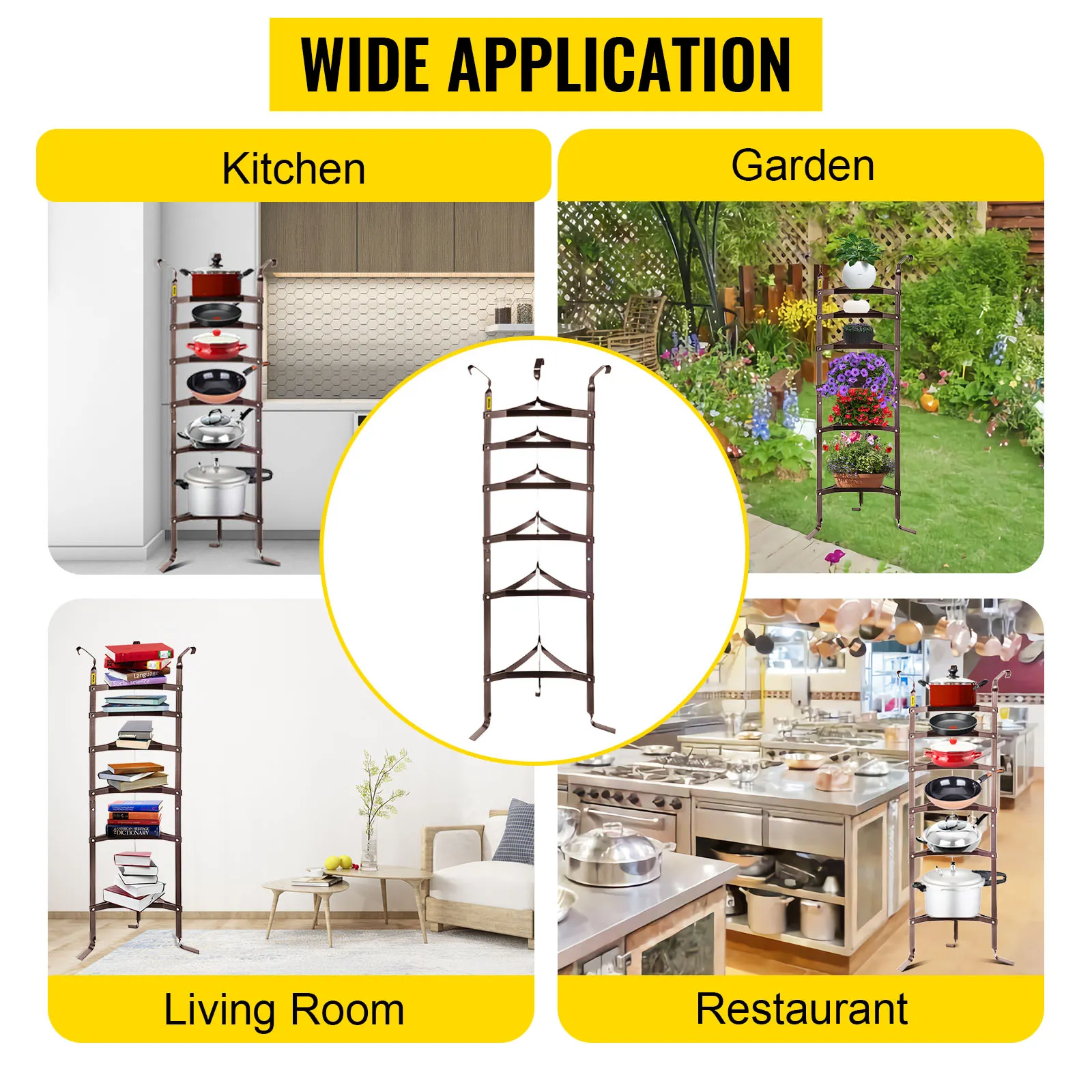 Soporte para utensilios de cocina VEVOR en cocinas, jardines, salas de estar y restaurantes. Amplia aplicación.