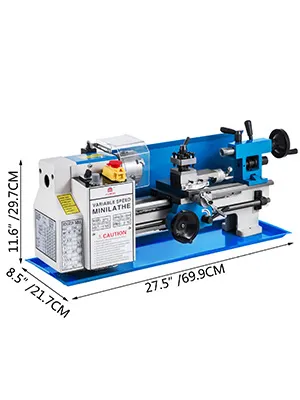 Torno de metal VEVOR, color azul con medidas: 27,5"x8,5"x11,6".