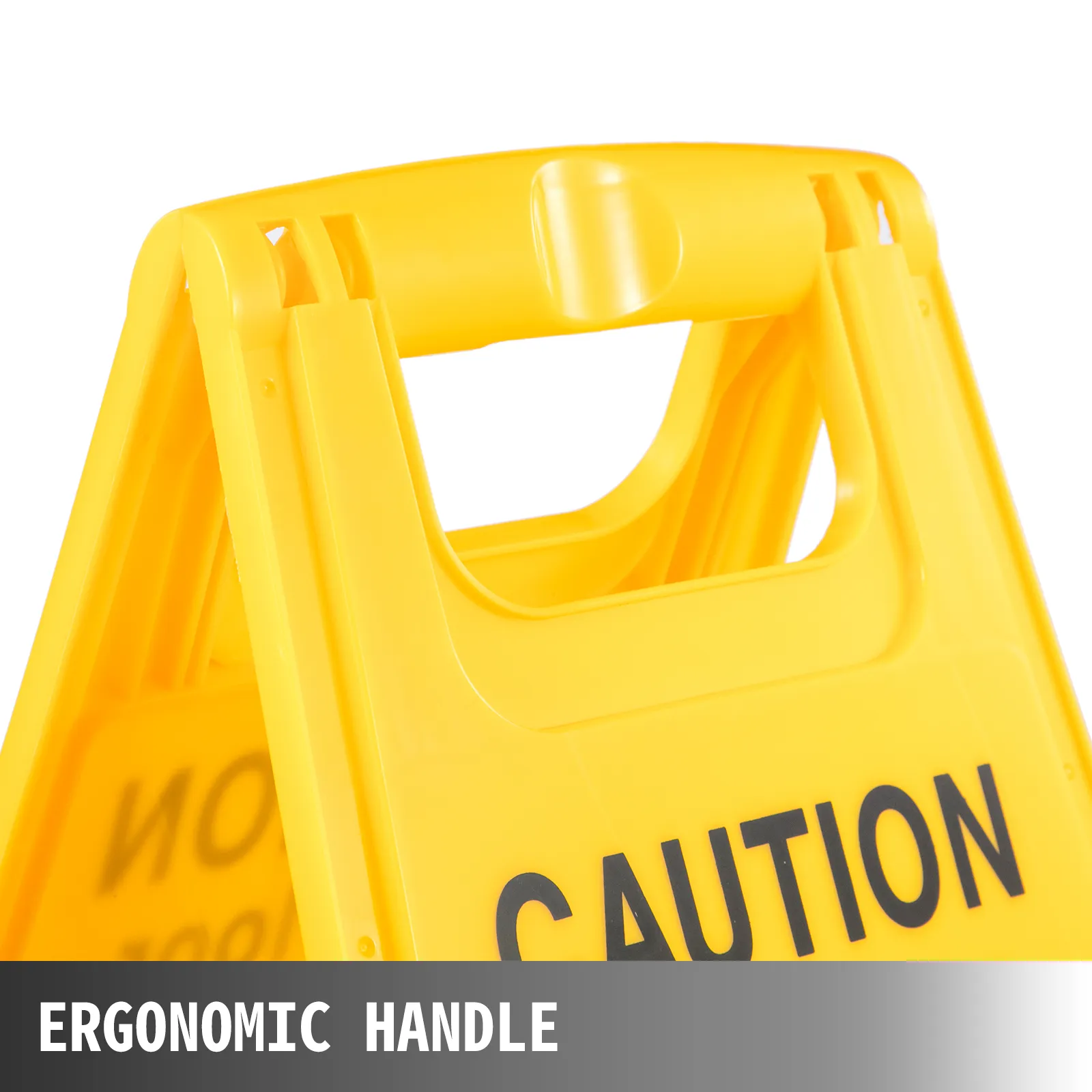 VEVOR wet floor sign with ergonomic handle and "caution" text in black.