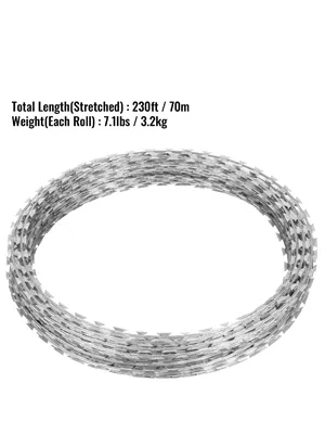 Cerca de alambre de púas VEVOR enrollado, 230 pies de largo, 7,1 libras de peso por rollo.