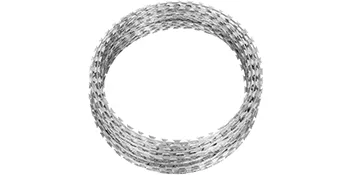 Cerca de alambre de púas VEVOR enrollado en color plata, con cuchillas afiladas para mayor seguridad.