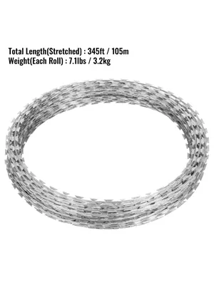 Cerca de alambre de púas VEVOR, 345 pies de largo, 7,1 libras por rollo, enrollada para seguridad.