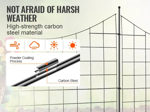 Recinzione da giardino VEVOR realizzata in acciaio al carbonio ad alta resistenza, resistente agli agenti atmosferici.