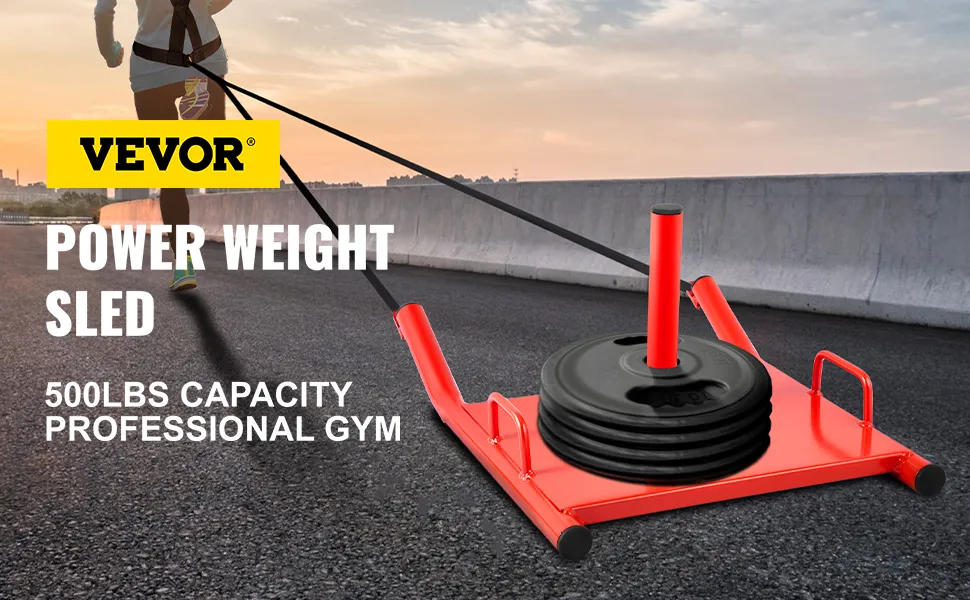 VEVOR weight sled, 500lbs capacity, ideal for professional gym training.
