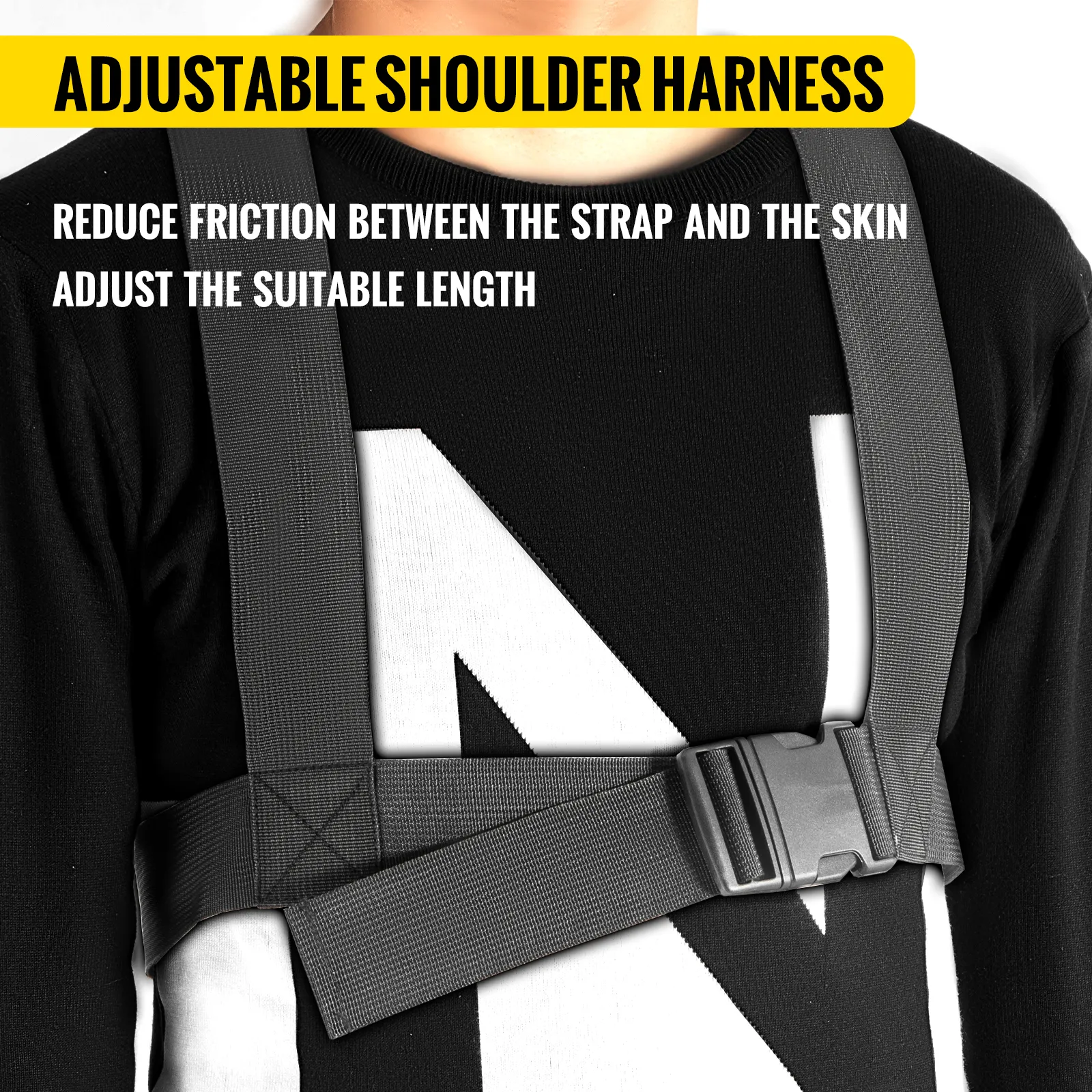 adjustable shoulder harness for VEVOR weight sled showing strap and buckle details.