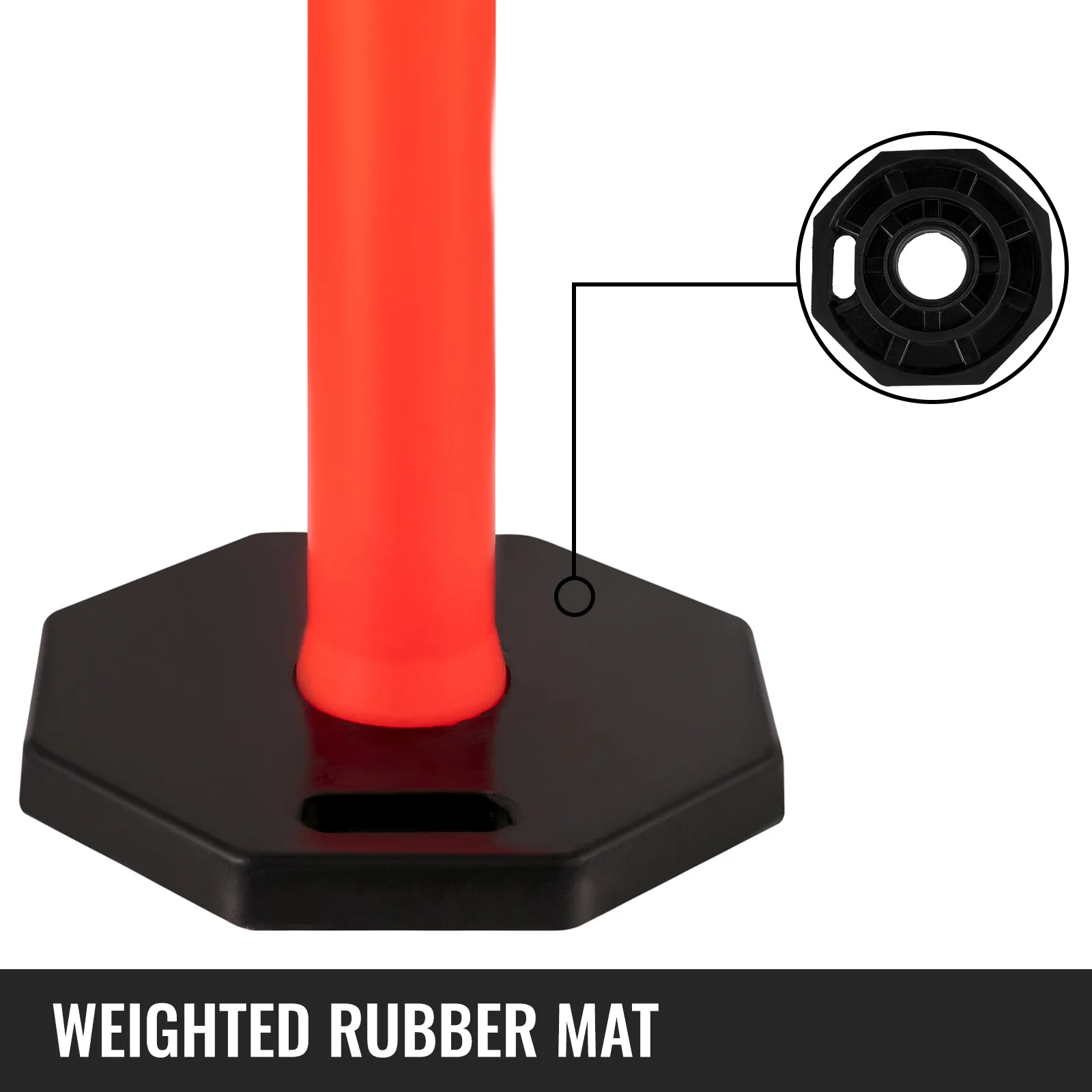 VEVOR traffic delineator posts with a weighted rubber mat base for stability.