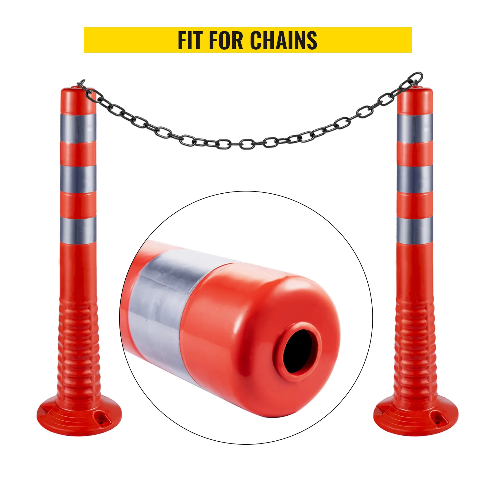 VEVOR traffic delineator cones with reflective strips and chain connectivity