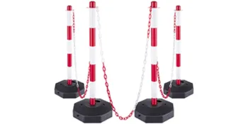 VEVOR plastic stanchion kit with red and white posts linked by chains.