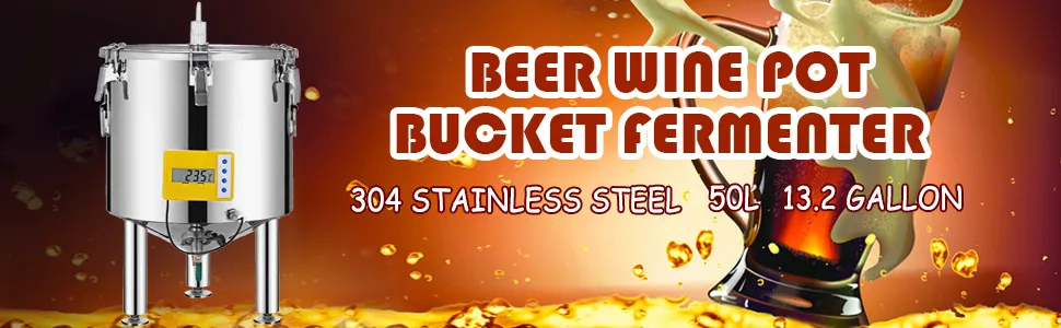 VEVOR brew fermenter: 304 stainless steel, 50l, 13.2 gallon beer wine pot bucket.