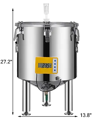 stainless steel VEVOR brew fermenter with lcd display, 27.2"x13.8".