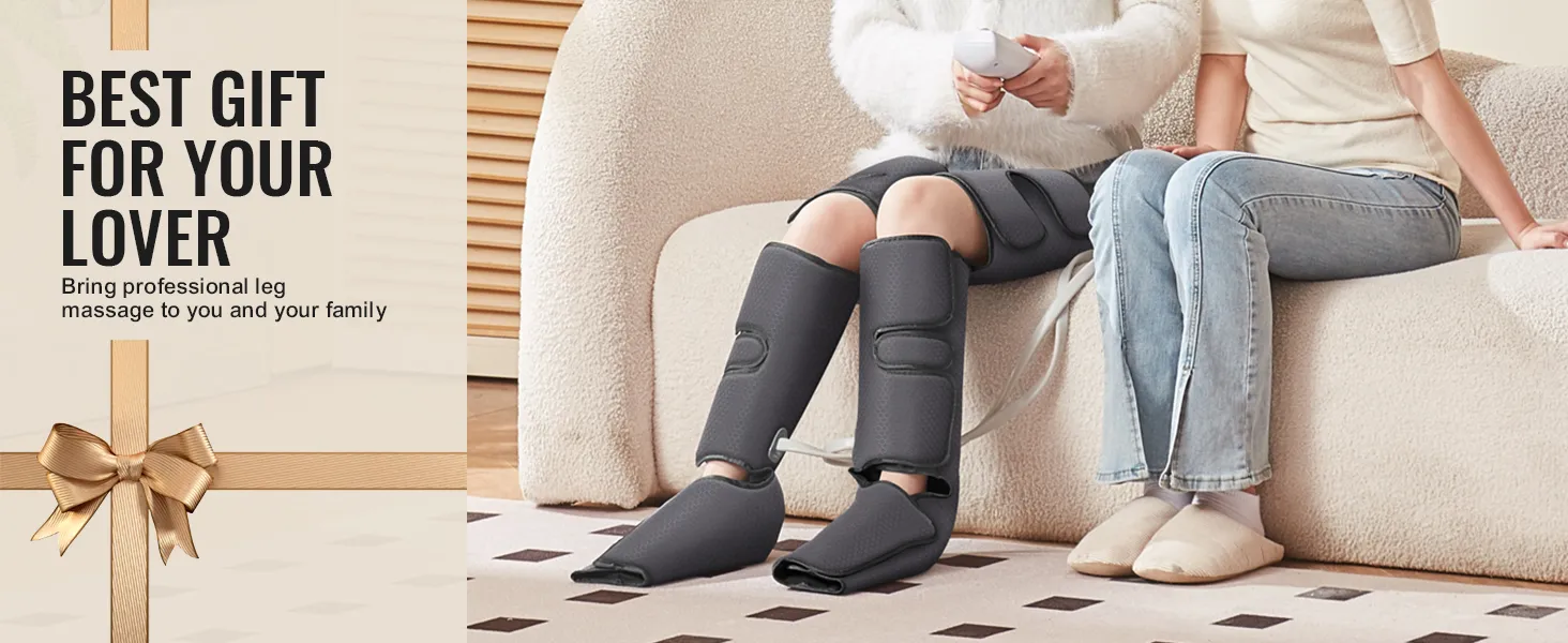 best gift idea, VEVOR leg massager in use by two people on a sofa, promoting relaxation and wellness.