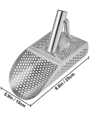 Pala de arena para detector de metales VEVOR con dimensiones de 9,8 x 5,9 pulgadas, acero inoxidable.