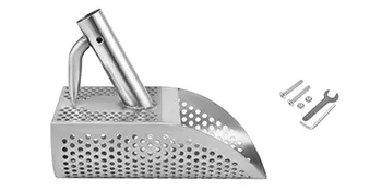 Pala de arena para detector de metales VEVOR con mango y herrajes de montaje. Diseño de acero inoxidable.
