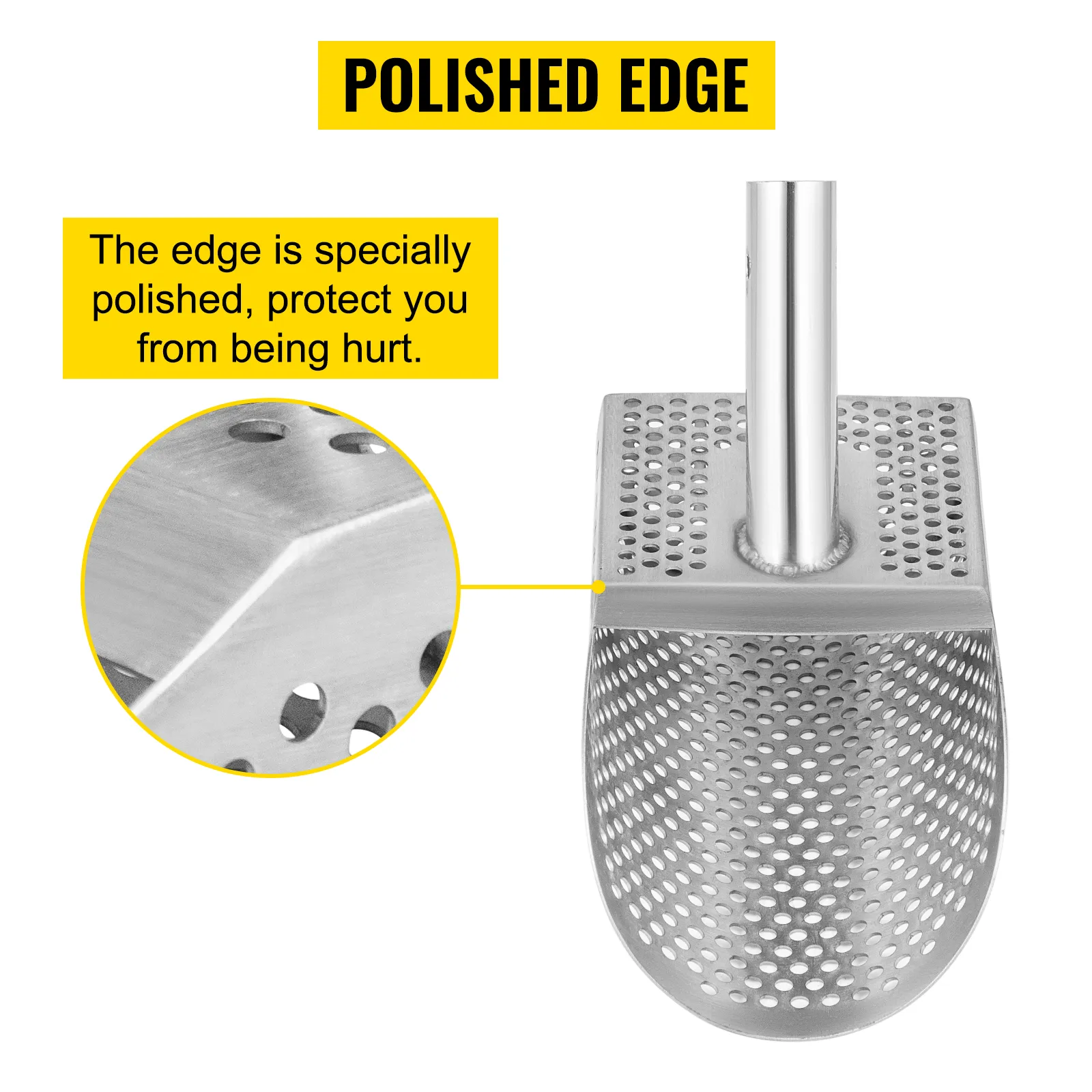 Pala de arena para detector de metales VEVOR con bordes pulidos para la seguridad del usuario.