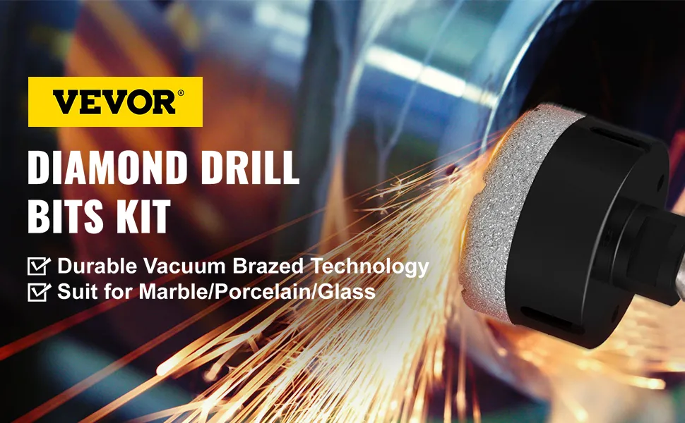 Kit de brocas de diamante VEVOR para mármol/porcelana/vidrio con tecnología duradera.