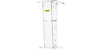 Podio acrílico VEVOR transparente con un diseño moderno.