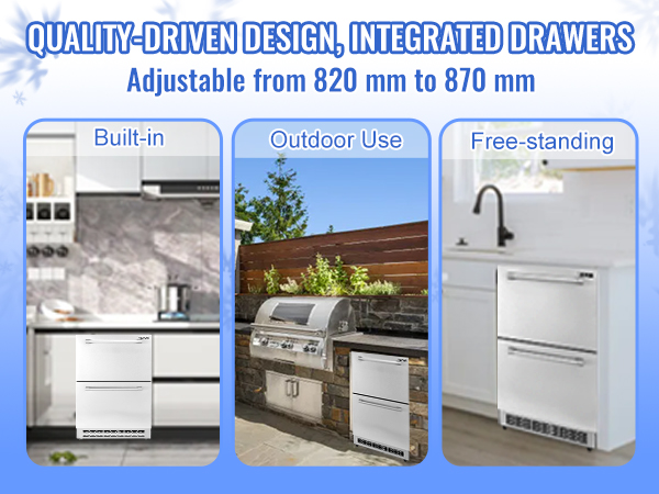 UNDER the COUNTER／PERMANENT VACATION VEVOR 24 inch Undercounter Refrigerator, 2 Drawer