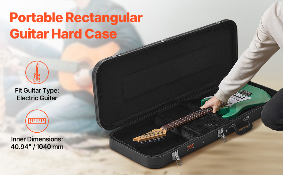 Electric Guitar Case VEVOR Electric Guitar Hard Case 39in. Black