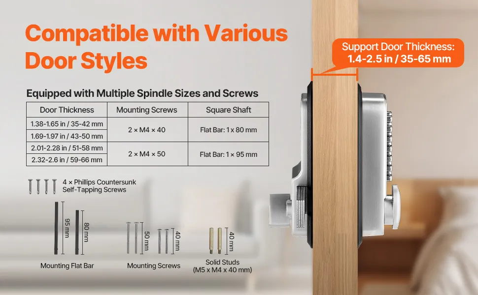 VEVOR Mechanical Keyless Entry Door Lock, 14 Key Mechanical Door Lock, Mechanical Keypad Door Lock with Adjustable Thumb Knob, Single-Side Zinc Alloy Waterproof Keyless Gate Lock, for Home Office