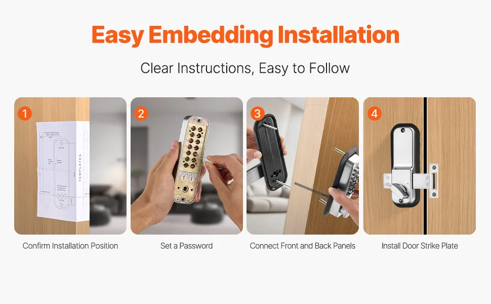 VEVOR Mechanical Keyless Entry Door Lock, 14 Key Mechanical Door Lock, Mechanical Keypad Door Lock with Adjustable Thumb Knob, Single-Side Zinc Alloy Waterproof Keyless Gate Lock, for Home Office