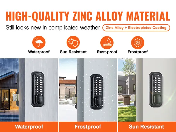 VEVOR mechanisch sleutelloos toegangsdeurslot, waterdicht, vorstbestendig, zonwerend en roestvrij.