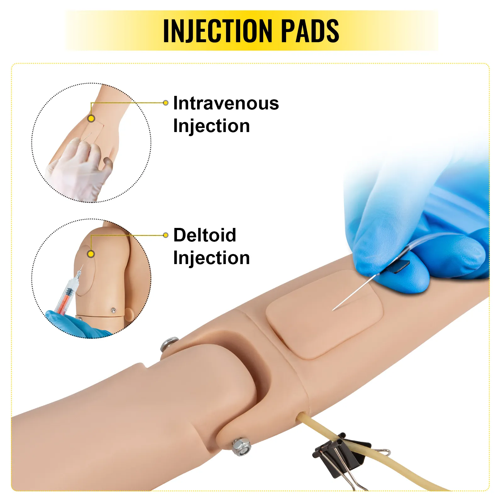 Maniquí de enfermería VEVOR con almohadillas de inyección intravenosa y deltoides.