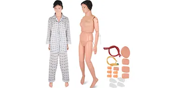 Maniquí de formación médica VEVOR con pijama y accesorios para práctica clínica.