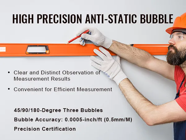 worker using VEVOR magnetic torpedo level with high precision anti-static bubble for accurate measurement.