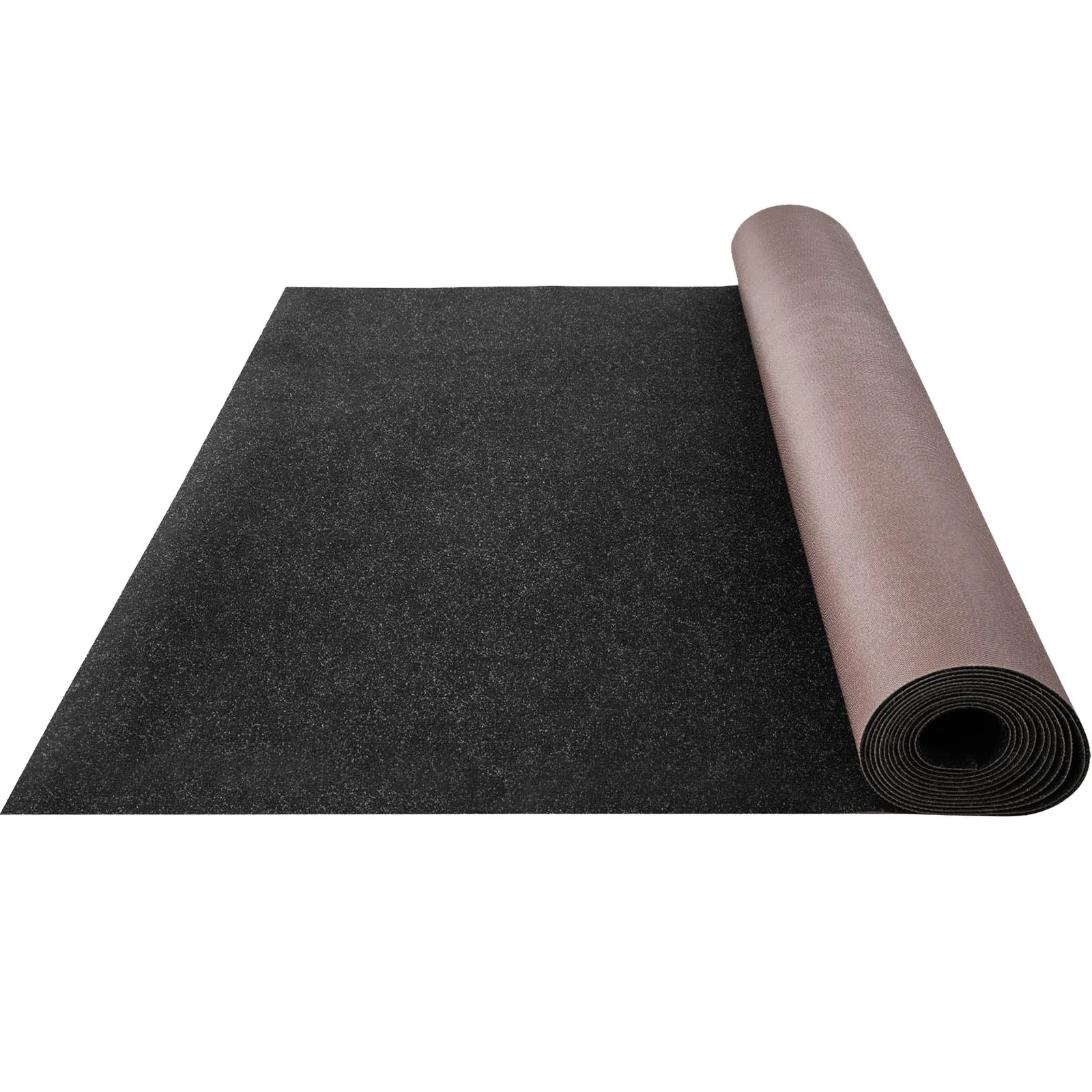 rolled-out VEVOR boat carpet in black with a partially unrolled section on one end.