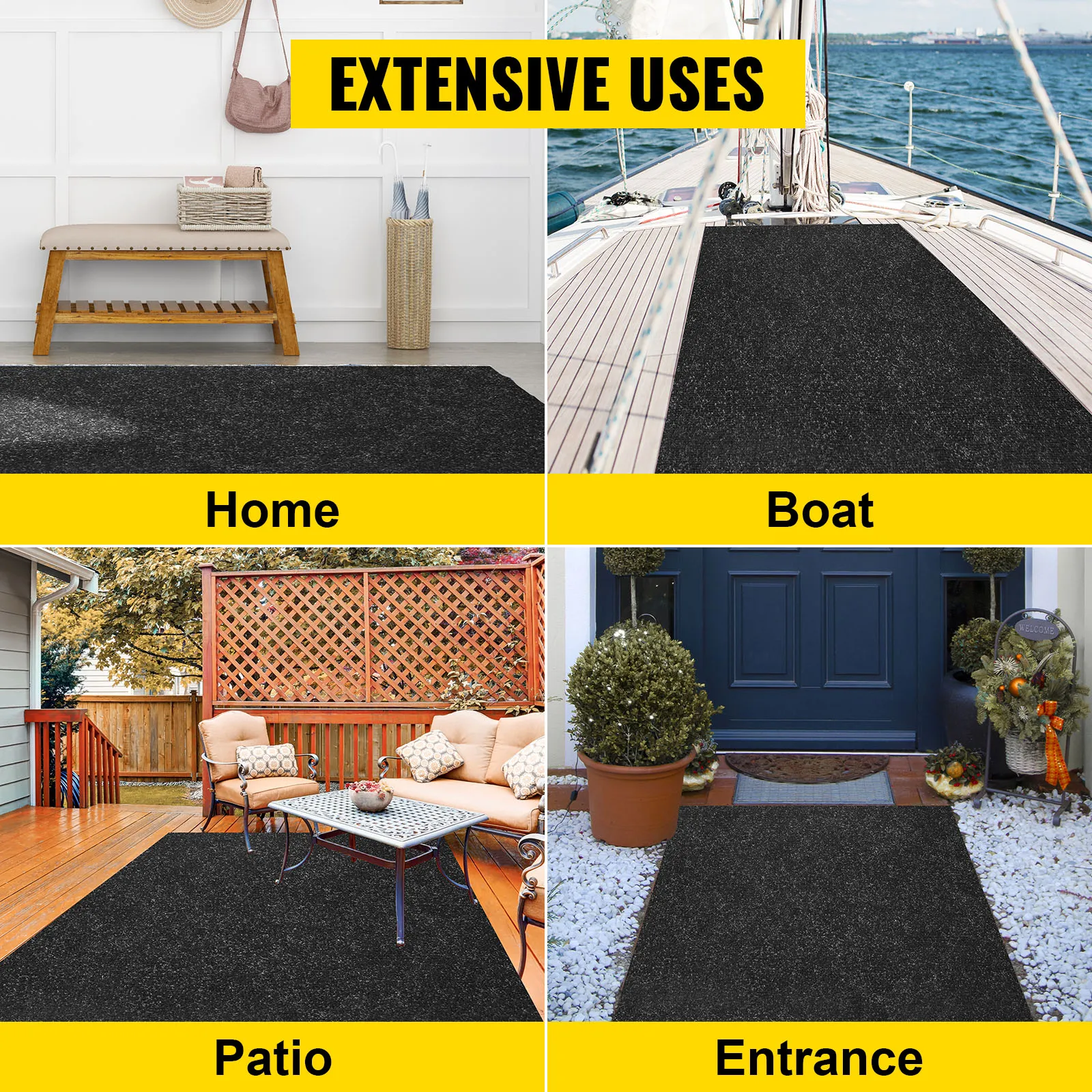 VEVOR boat carpet for home, boat, patio, and entrance with extensive uses.