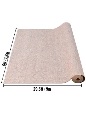 Alfombra de barco VEVOR en color beige, de 1,80 m de ancho y 9 m de largo, enrollada y parcialmente desenrollada.