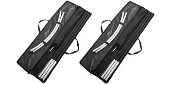 VEVOR advertising flag pole sets in black carrying cases with multiple pole segments.