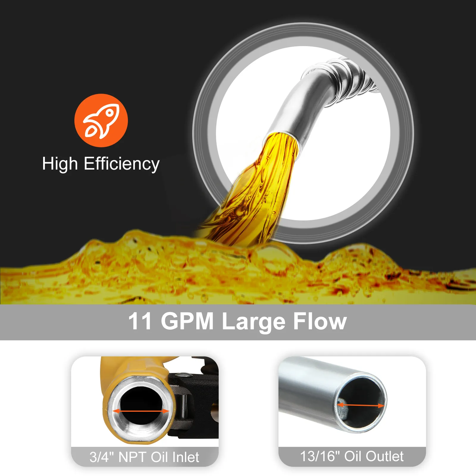 VEVOR automatic fuel nozzle, high efficiency, 11 gpm large flow, 3/4" npt oil inlet, 13/16" oil outlet