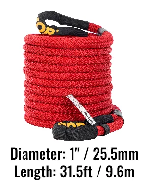 Rode VEVOR-sleepkabel, 1” (25,5 mm) diameter, 31,5 ft (9,6 m) lang.