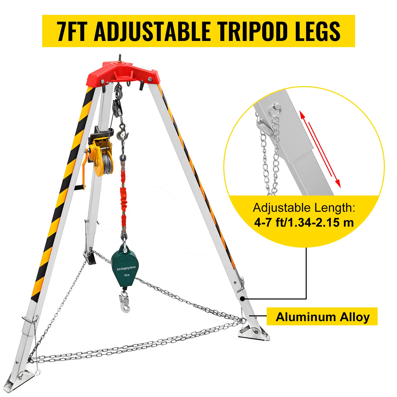 Kit treppiede per spazi confinati VEVOR con gambe in lega di alluminio regolabili da 7 piedi.