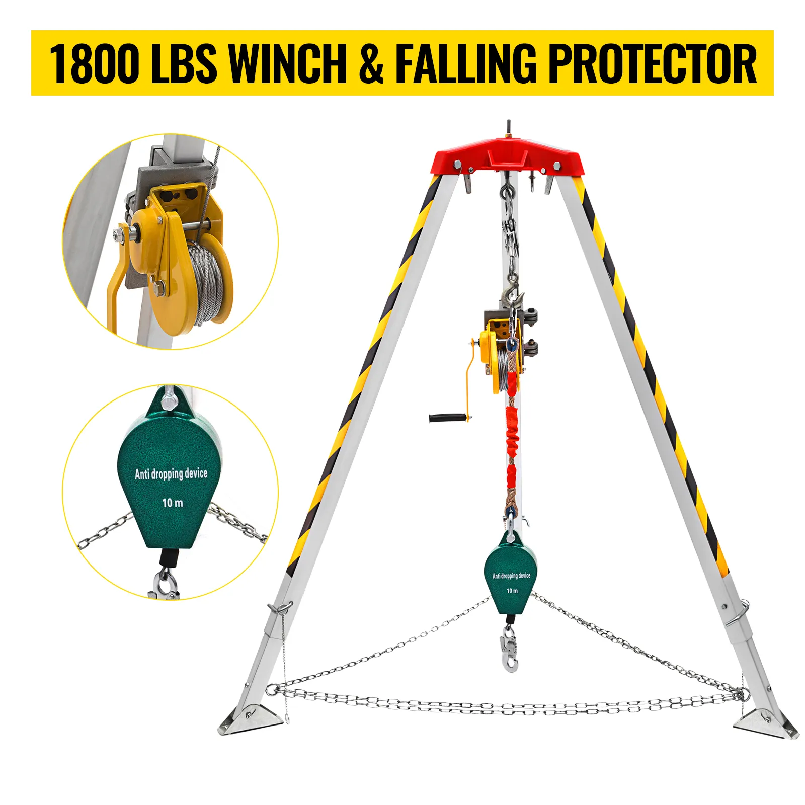 VEVOR confined space rescue kit with 1800 lbs winch and anti-dropping device.
