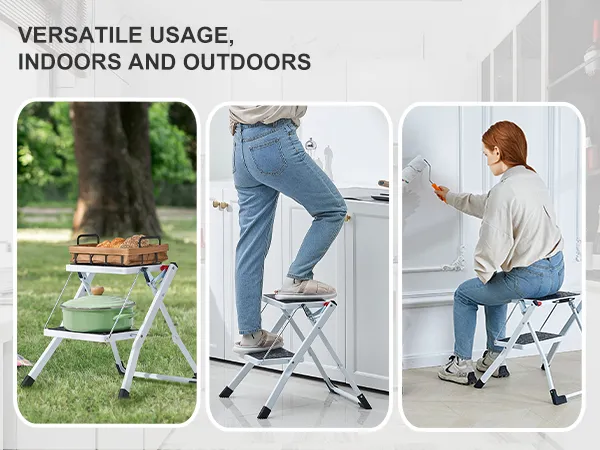 VEVOR step ladder for versatile indoor and outdoor use in kitchens, picnics, and painting tasks.