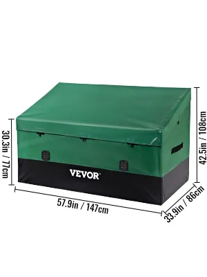 contenitore da esterno VEVOR verde con misure: 57,9 pollici x 33,9 pollici x 30,3 pollici e 42,5 pollici 높이.
