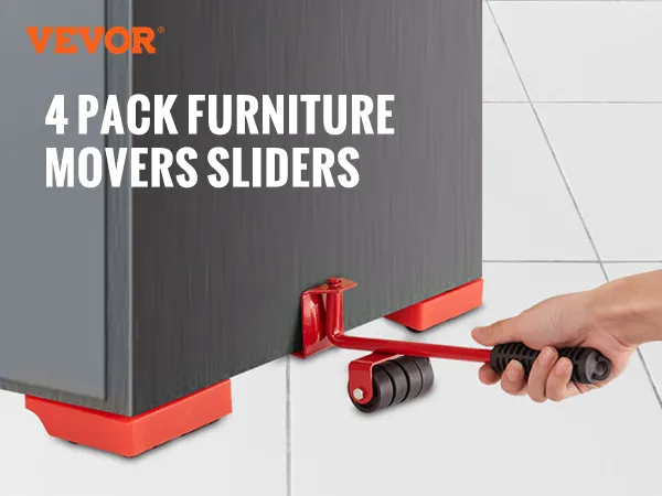 Juego de plataformas rodantes para muebles VEVOR con palanca que levanta un gabinete; soporta hasta 250 libras, fácil de usar para todos.