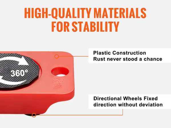 Materiales de alta calidad y rotación de 360° para la plataforma rodante para muebles VEVOR, plástico resistente a la oxidación y ruedas direccionales.